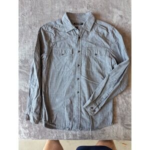 Banana Republic Mens Slim Fit Luxe Flannel Grey Herringbone Button Down Shirt M